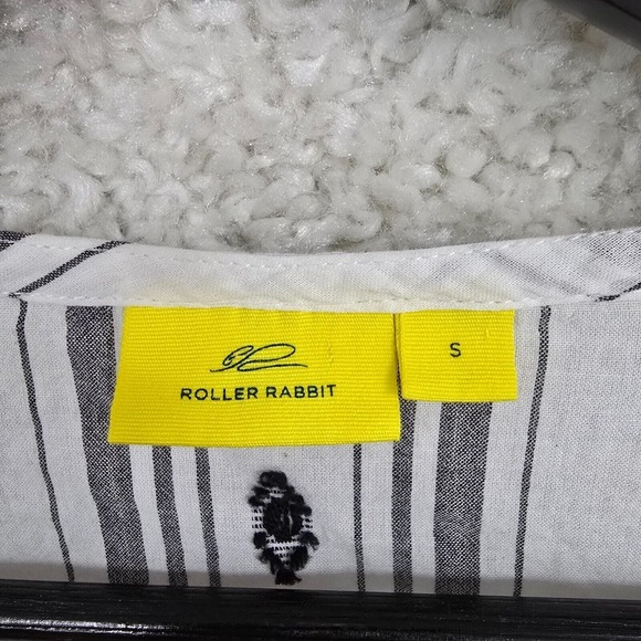 Roller Rabbit Top Womens S Gray White Tunic Tassel Long Sleeve Cotton Beach READ - Picture 4 of 15